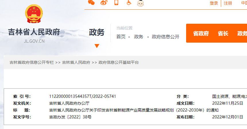 吉林省新能源產業高質量發展戰略規劃(2022—2030年)
